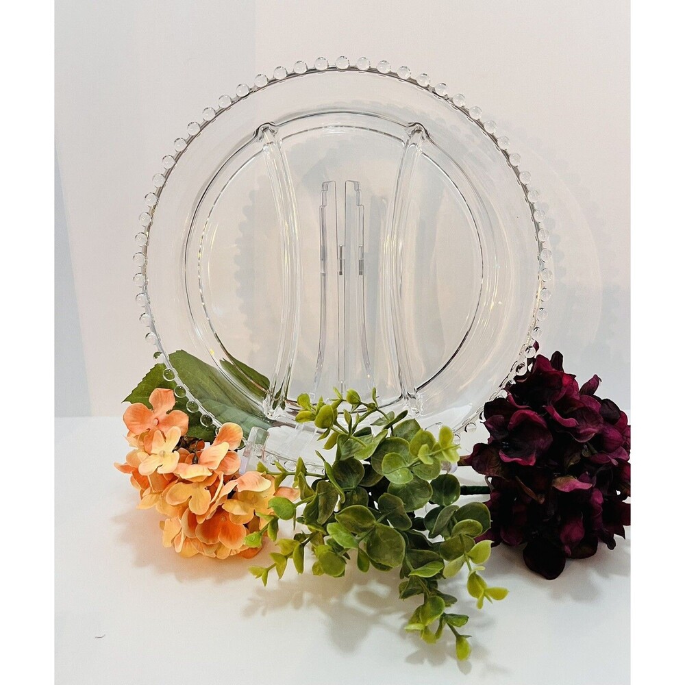 Imperial Glass Candlewick 3 Part Relish Tray 10" Vintage Clear Glass USA